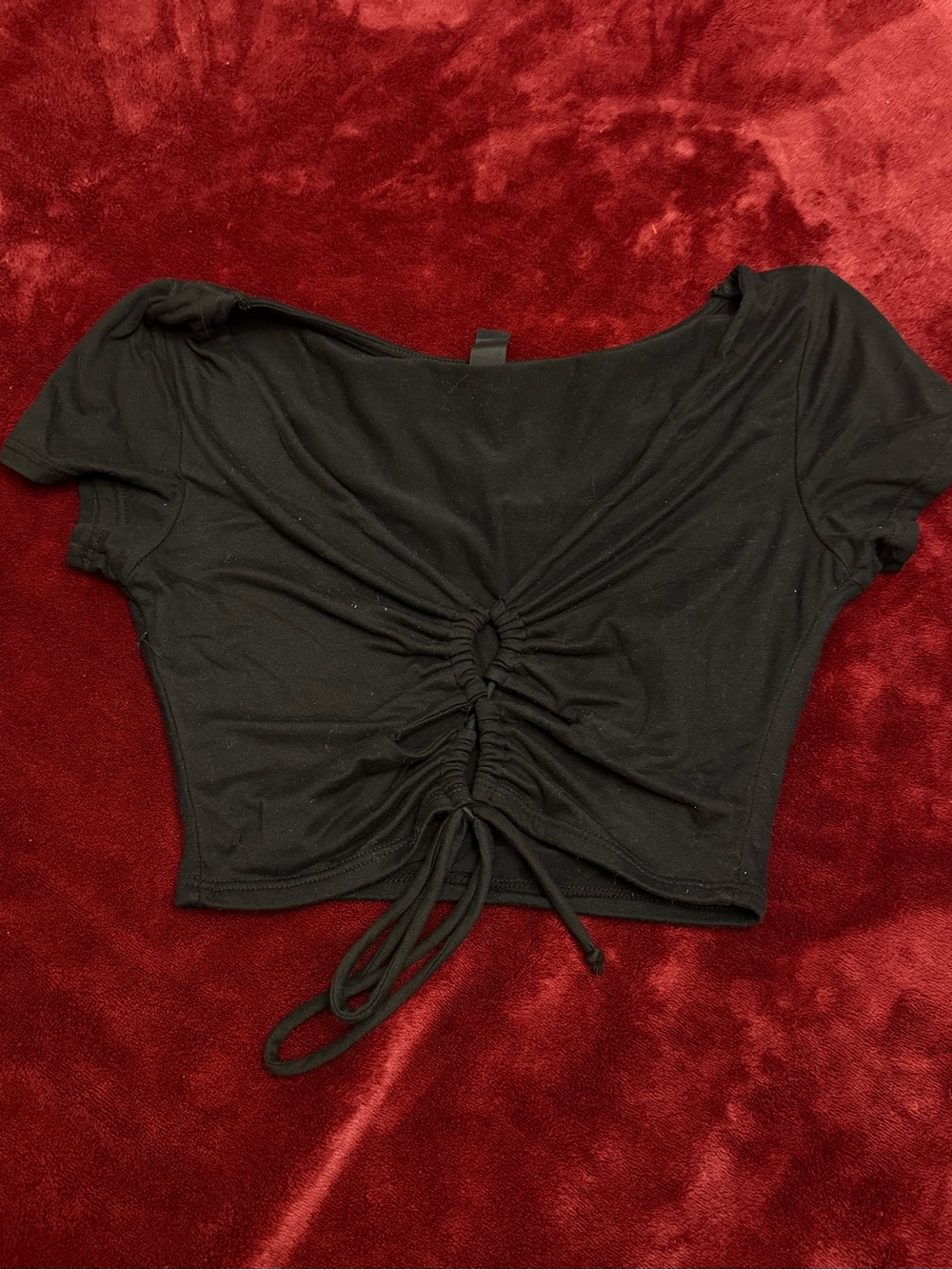 Windsor Black Ruched Drawstring Crop Top